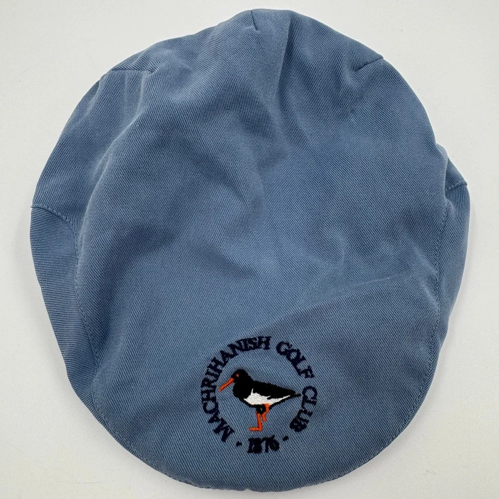 Machrihanish Golf‎ Club Scotland Flat Cap Hat Blue Oystercatcher Logo Large